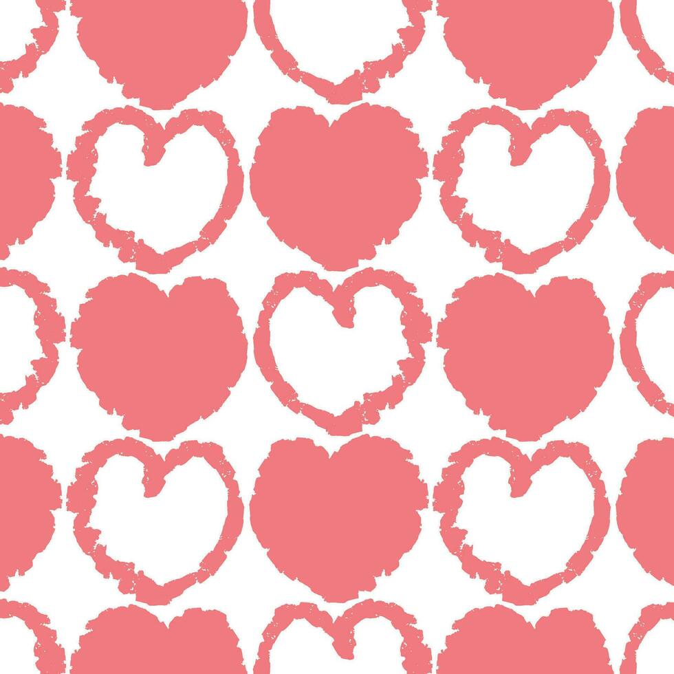 Vector heart pattern, symmetrical, on a transparent background, seamless pattern. Pink heart