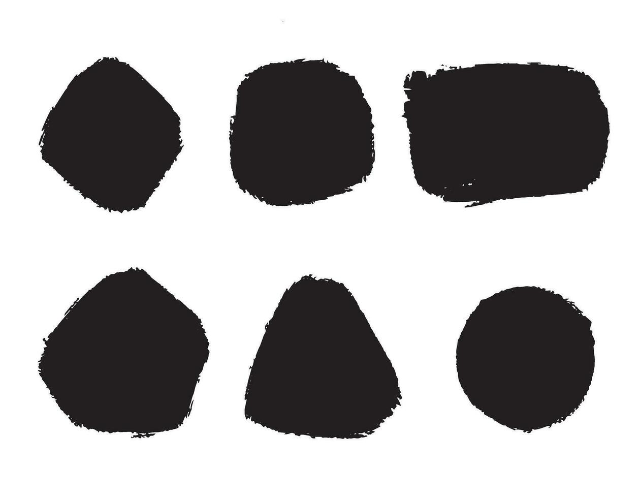 Set of black spots, hand drawn. Pastel chalk frame, vector background. Texture of artistic doodle strokes