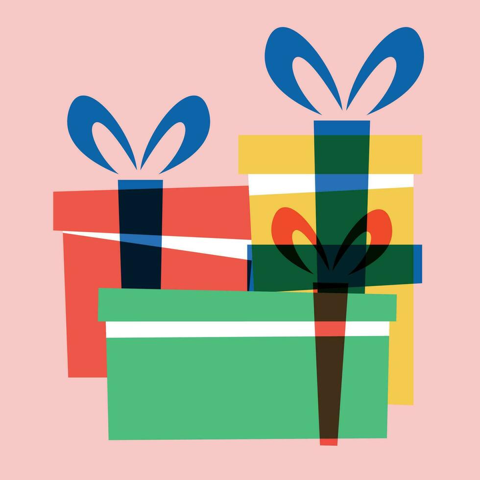 Bright boxes with gifts vector