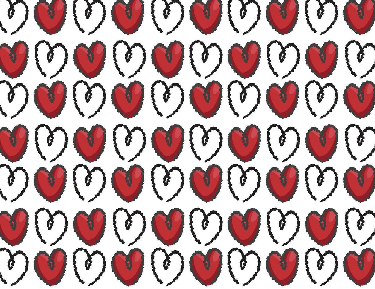 Heart pattern drawn with a brush, design for textile and packaging, love, cute hearts vector, seamless pattern vector