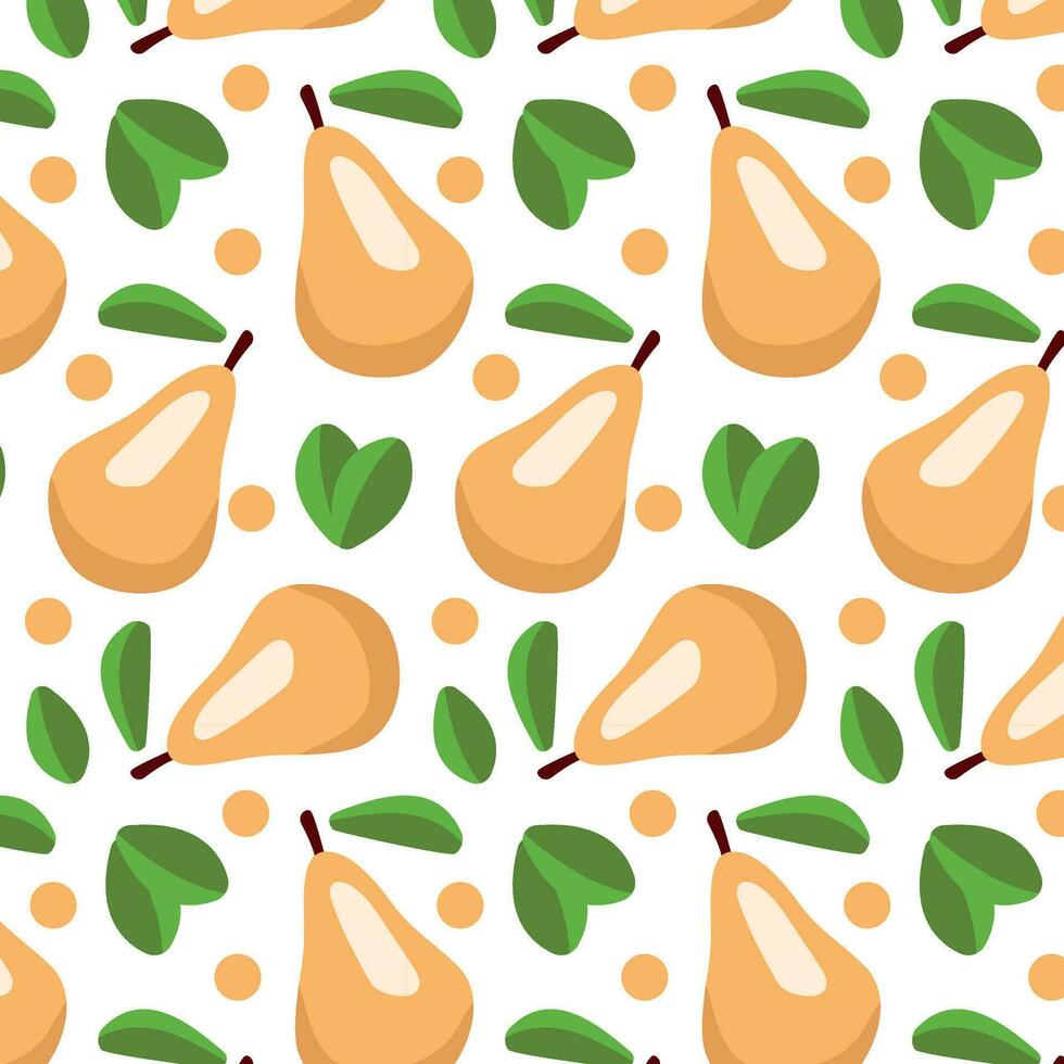 pear pattern on a transparent background in the style of flat vector graphics, lemon and green leaves