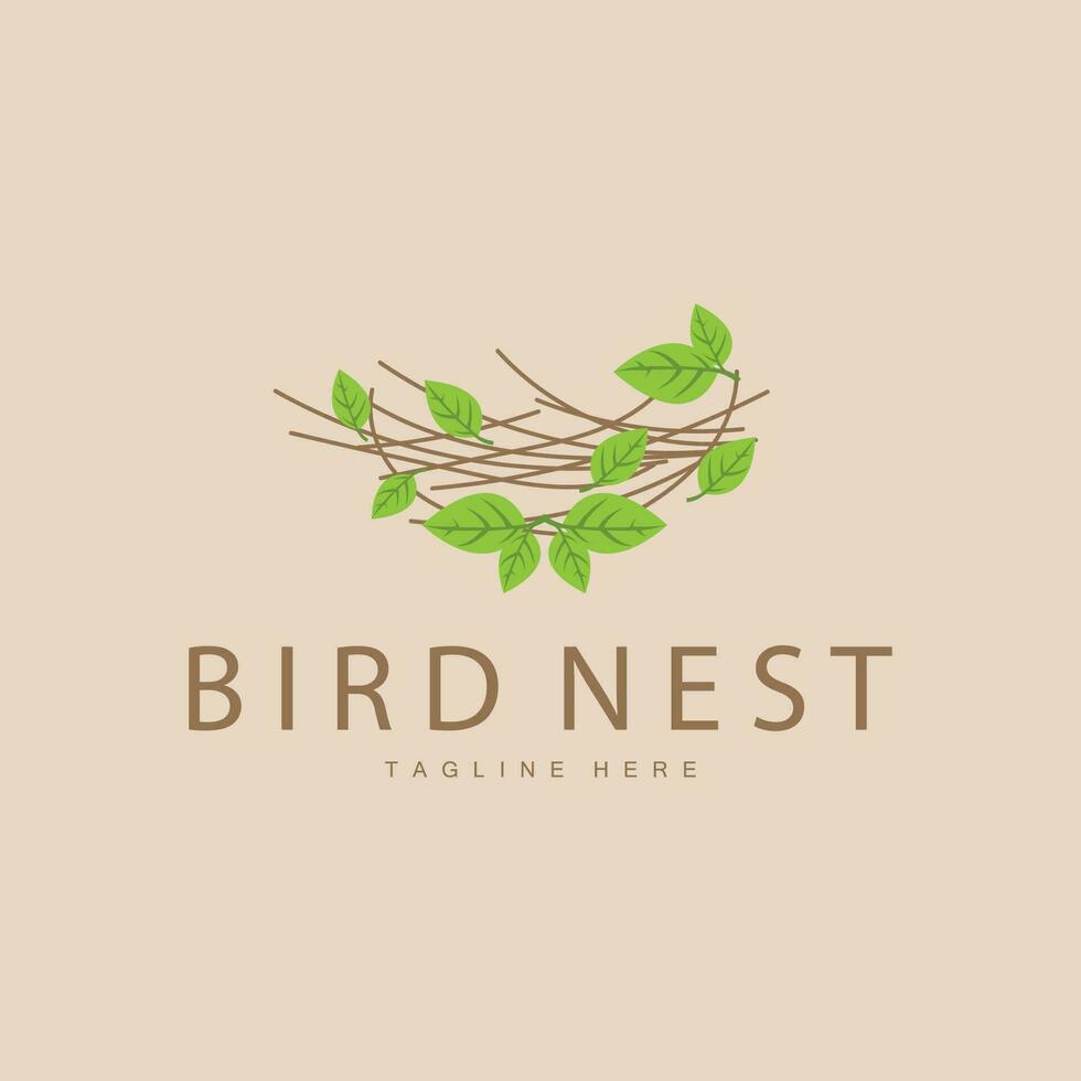 Bird's Nest Logo, Simple Bird House Illustration Templet Design Vector