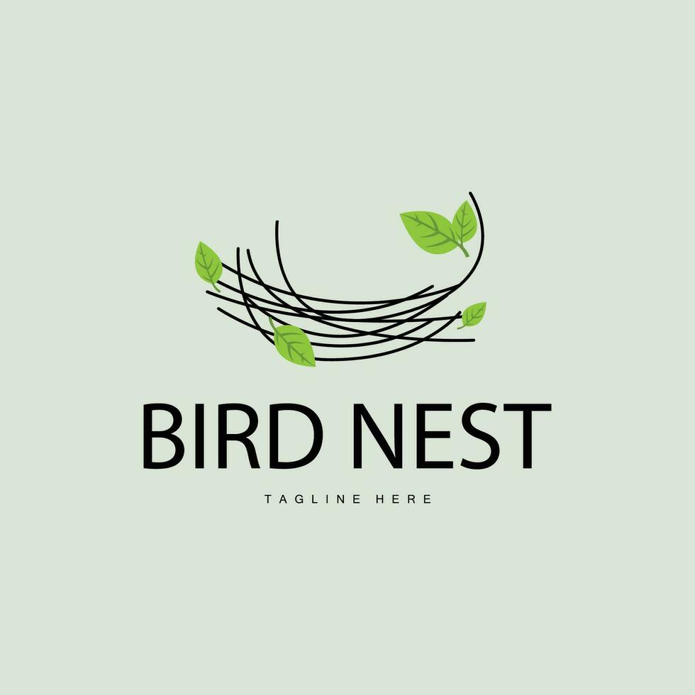 Bird's Nest Logo, Simple Bird House Illustration Templet Design Vector