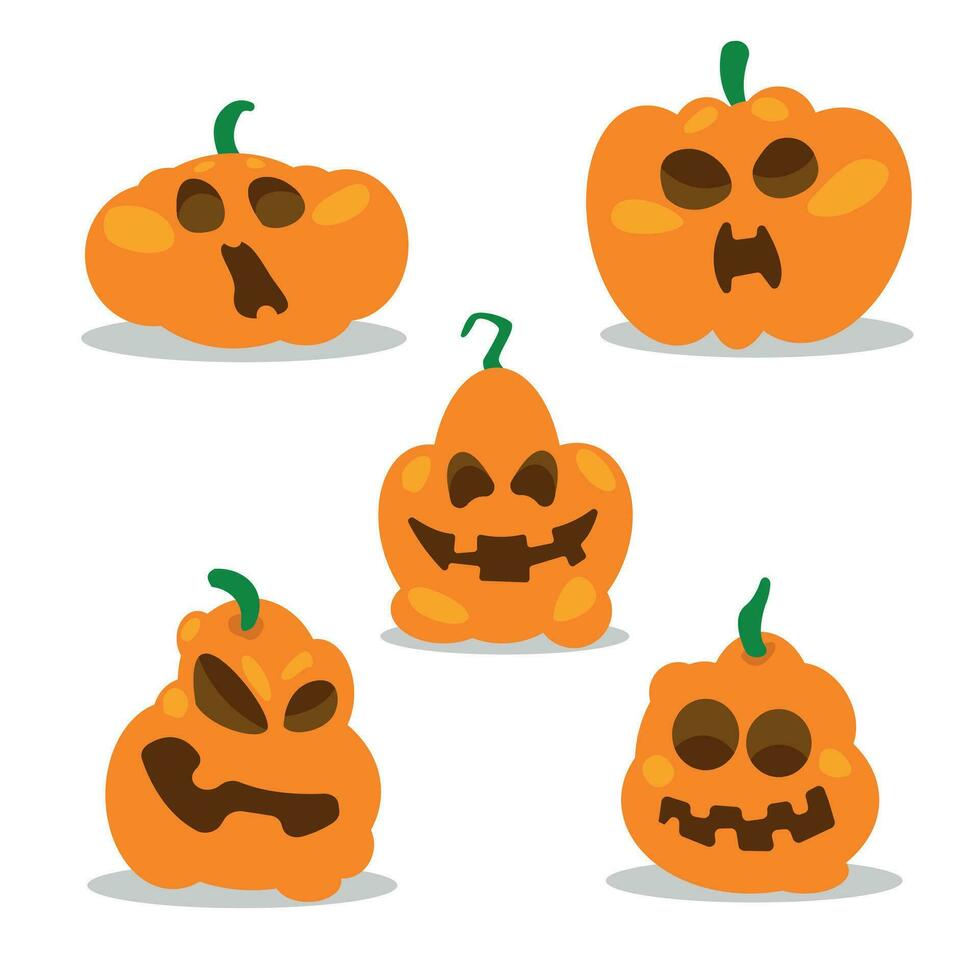 Set of Halloween pumpkins vector