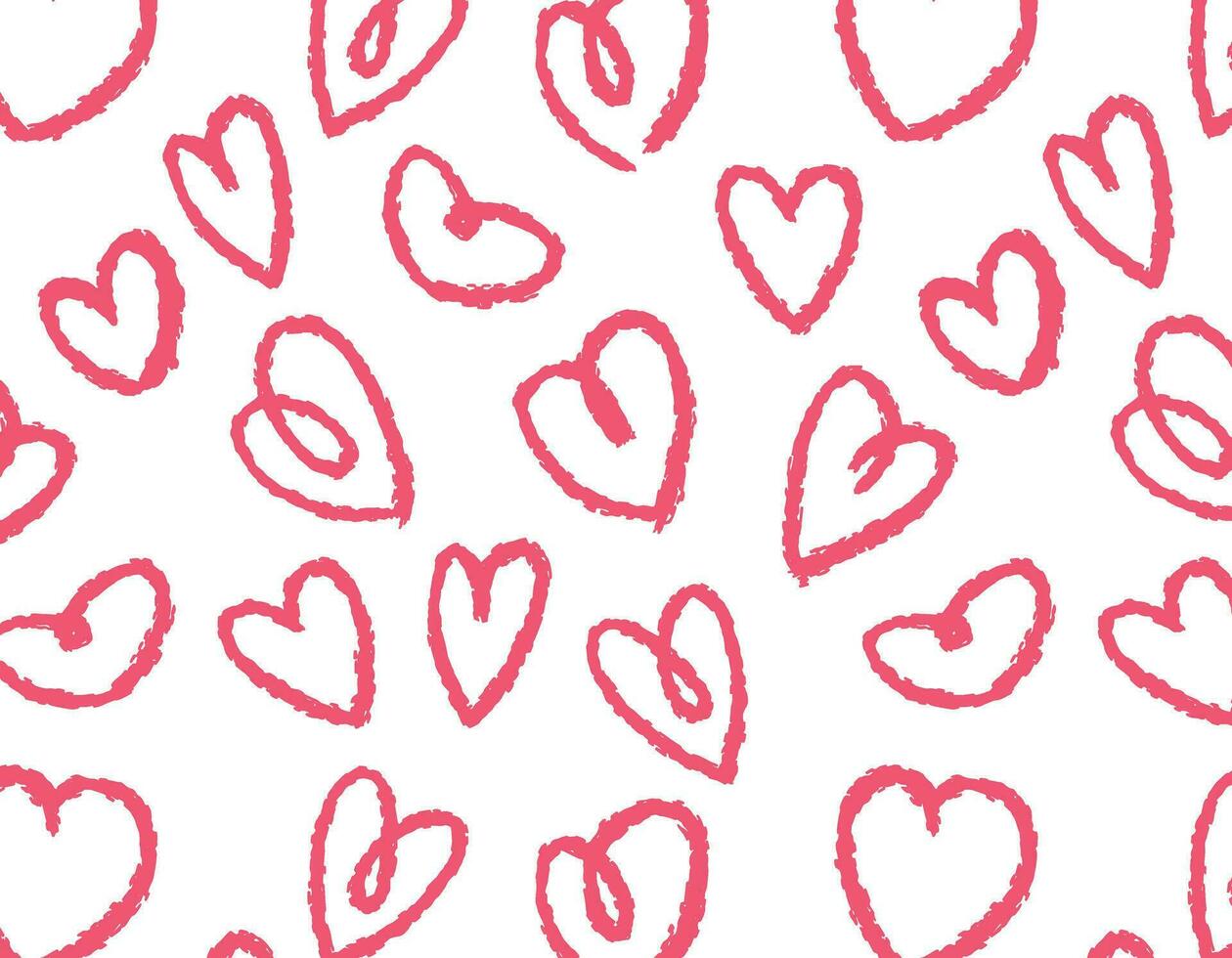 Seamless pattern doodle red hearts, background on a transparent background, Abstract background, love. St. Valentine's Day vector