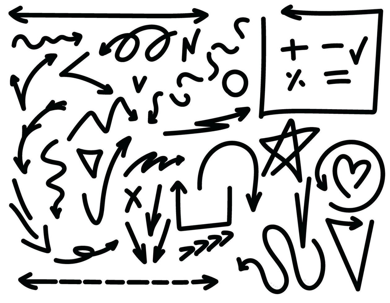 arrows in line style, arrows of different shapes for notepad design