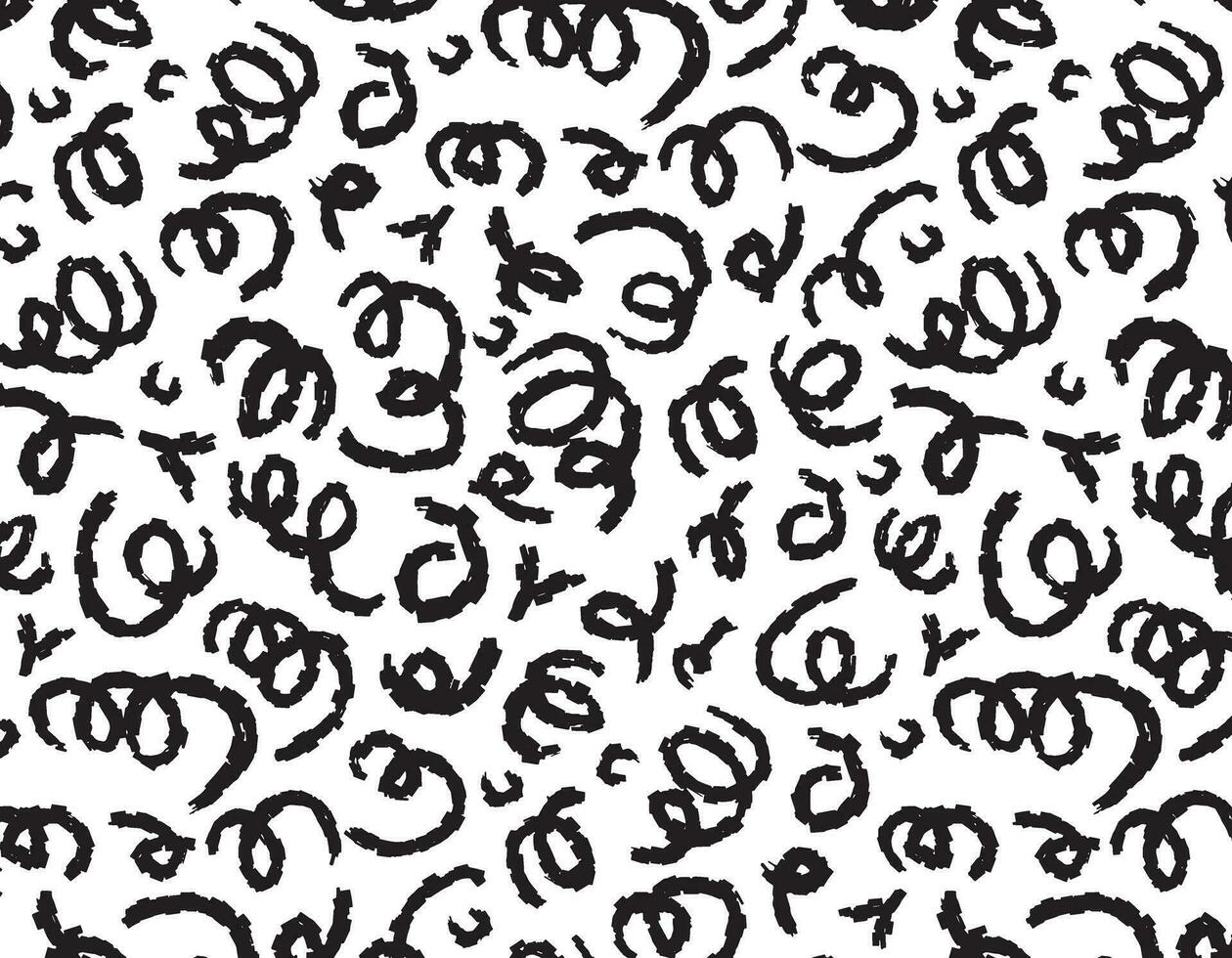 Seamless pattern with hand drawn lines. Free brush strokes. Modern monochrome texture. vector