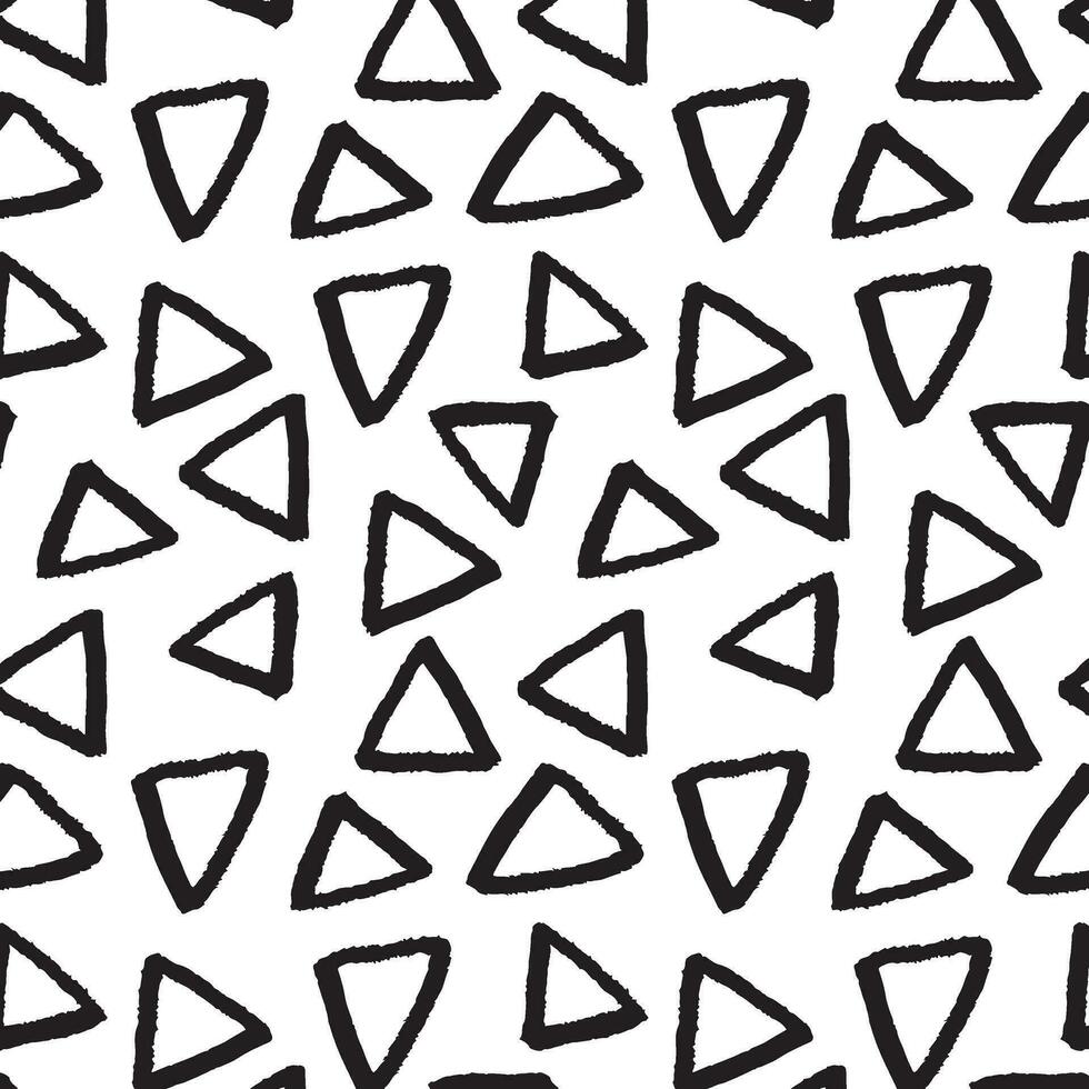 Pattern doodle triangle on a transparent background, black geometric hand drawn element. Modern abstract design for print and textile vector