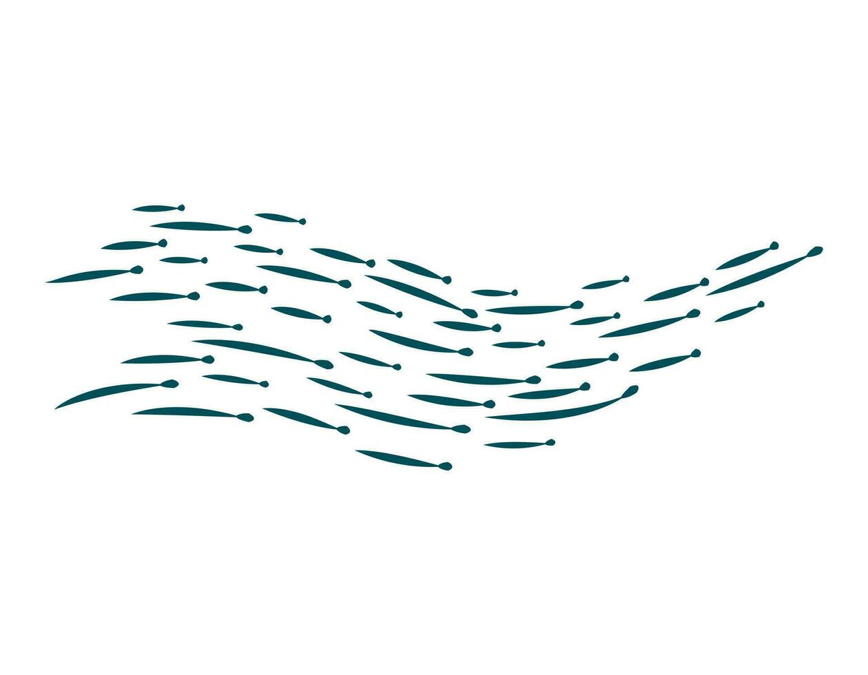 Sea school of fish, vector illustration. Ocean dwellers