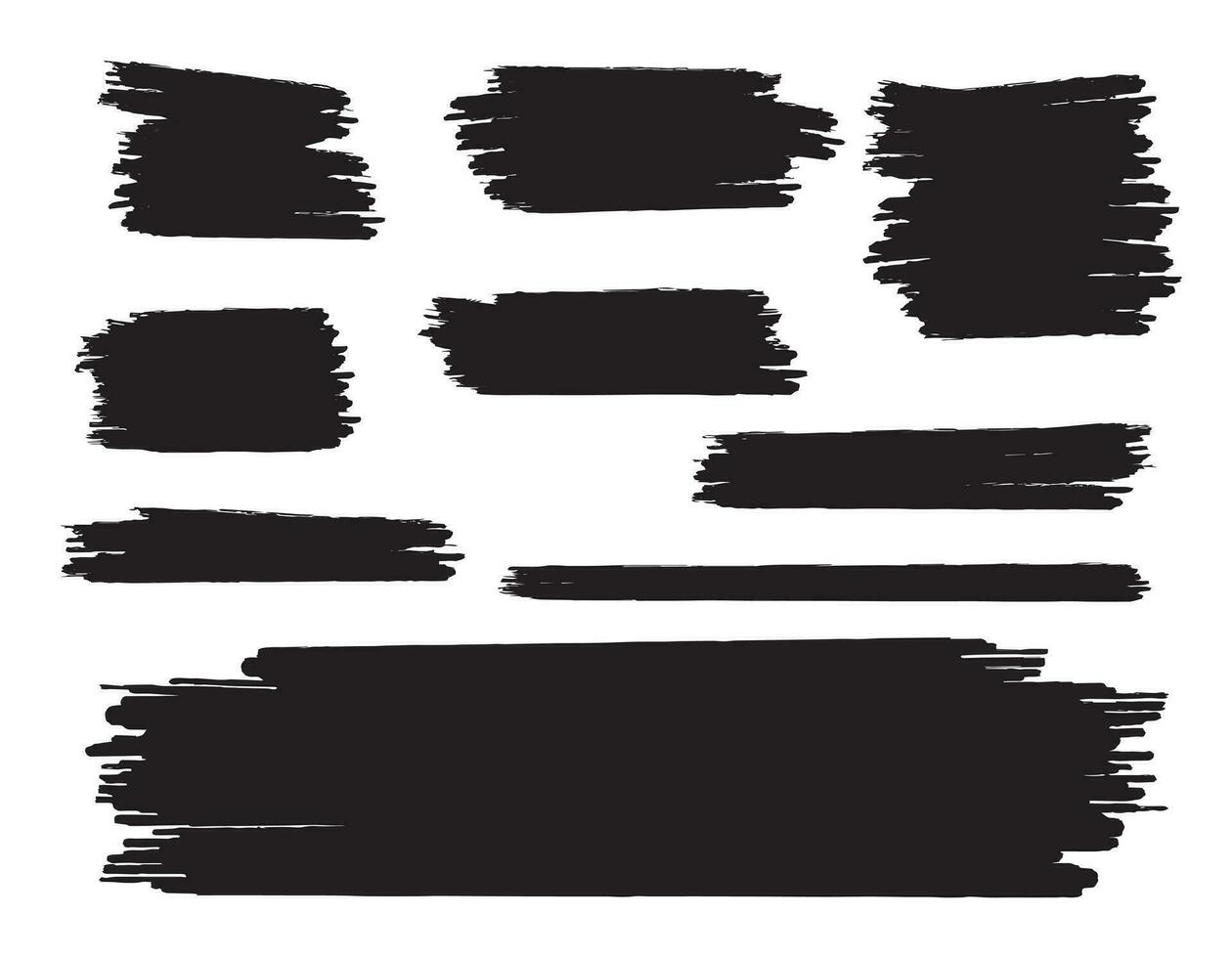 Brush texture set, black grunge spots, vector graphics, torn effect
