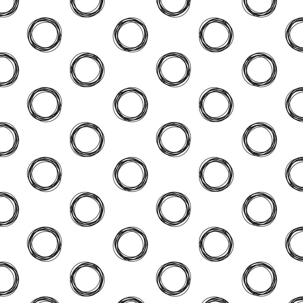 Doodle circles pattern, seamless pattern of geometric shapes on a transparent background. Texture line, doodle circles sketch. Vector abstract illustration