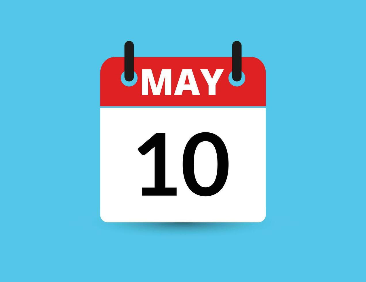 May 10. Flat icon calendar isolated on blue background. Date and month vector illustration