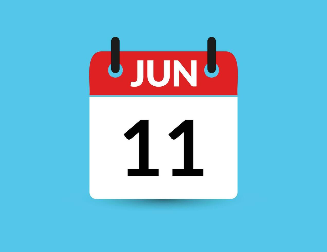 June 11. Flat icon calendar isolated on blue background. Date and month vector illustration