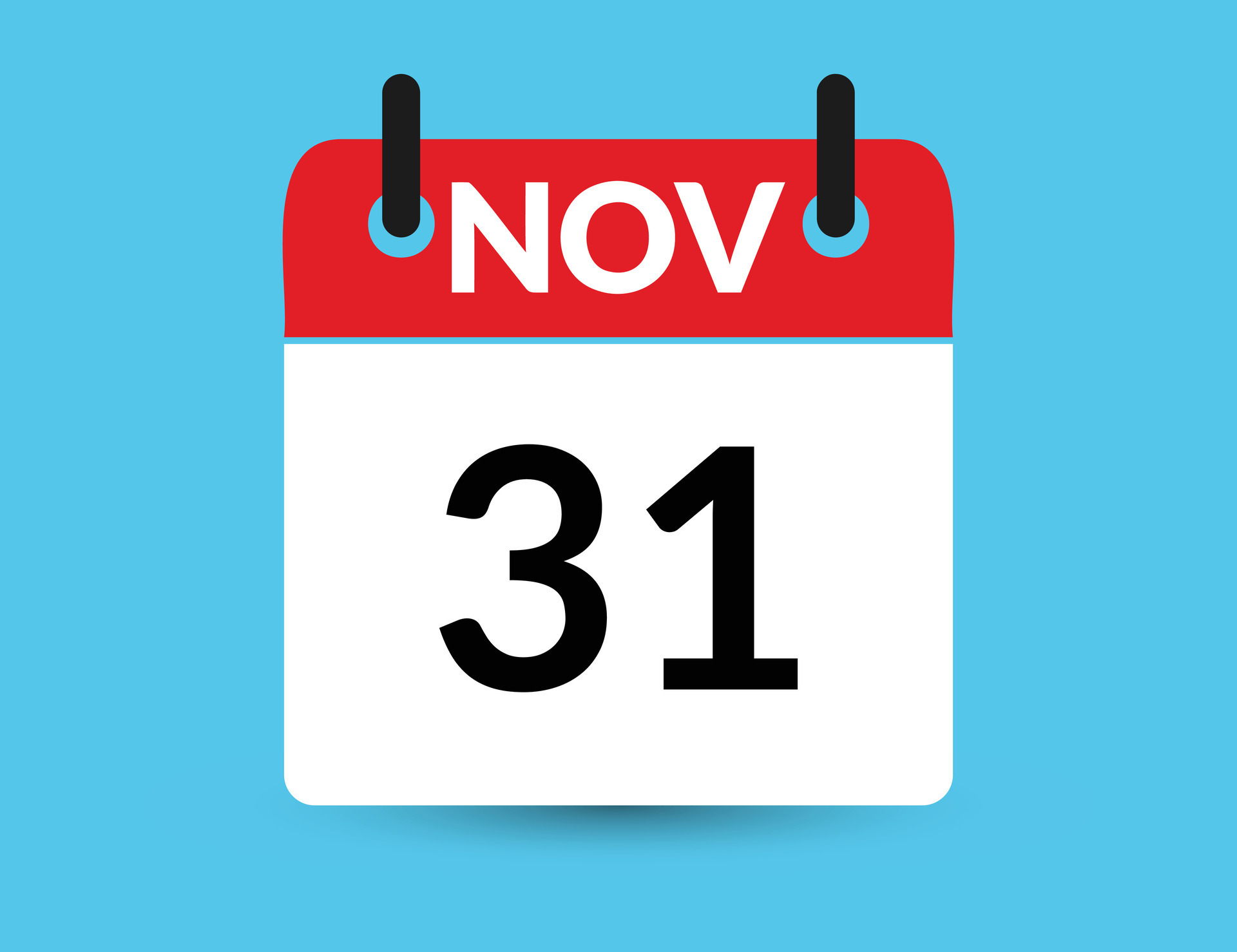 November 31. Flat icon calendar isolated on blue background. Date and month  vector illustration 34322515 Vector Art at Vecteezy