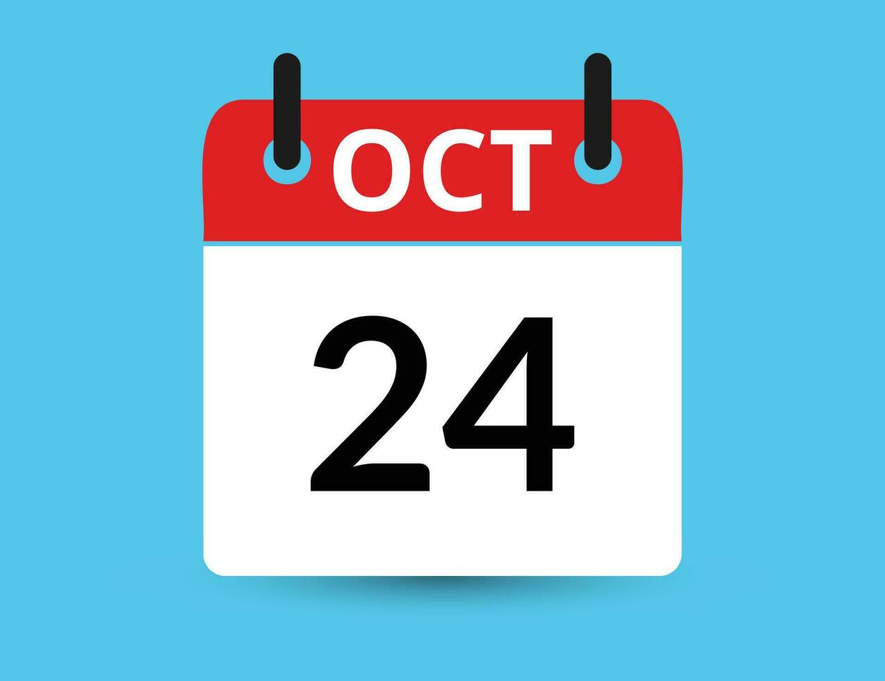 October 24. Flat icon calendar isolated on blue background. Date and month vector illustration