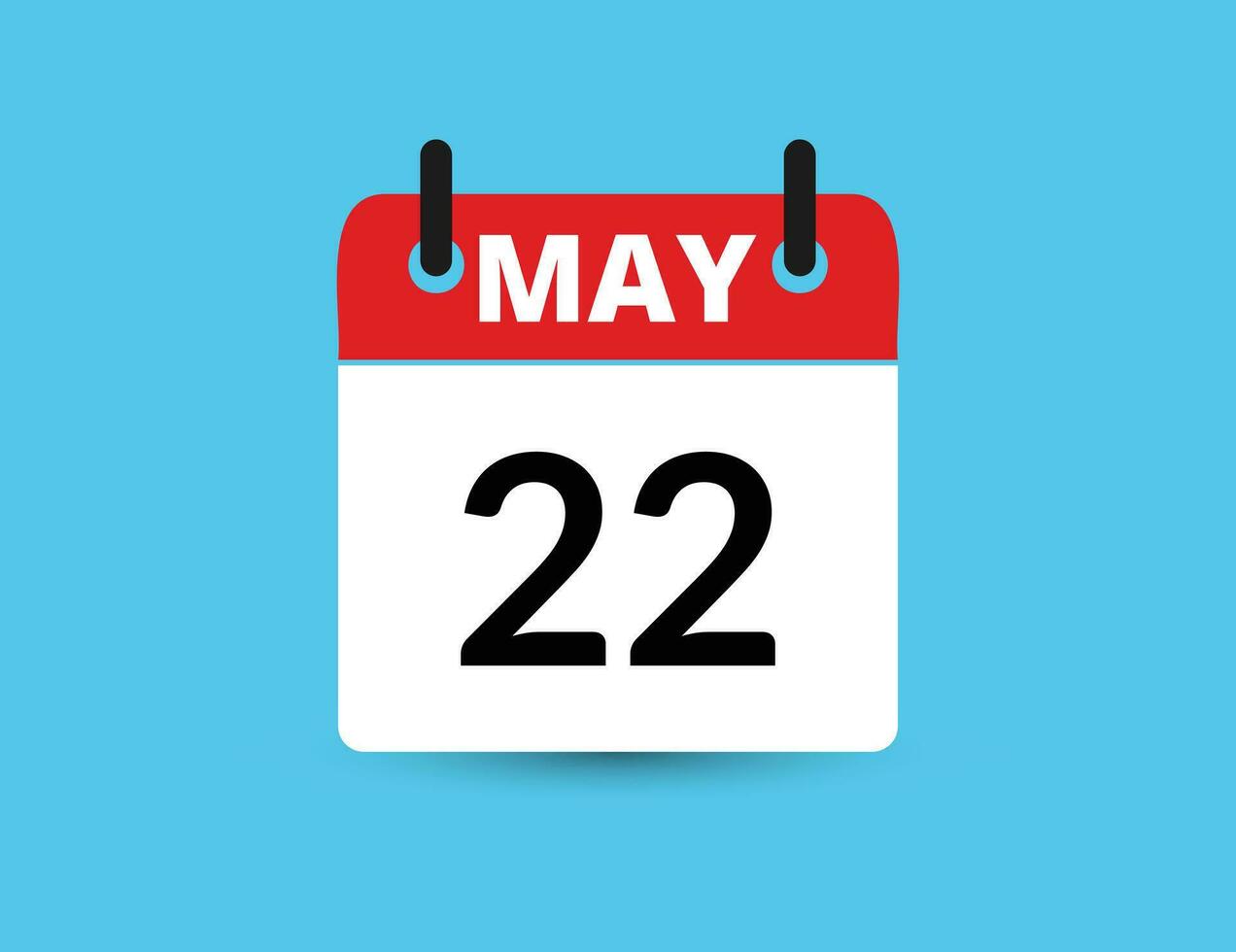 May 22. Flat icon calendar isolated on blue background. Date and month vector illustration