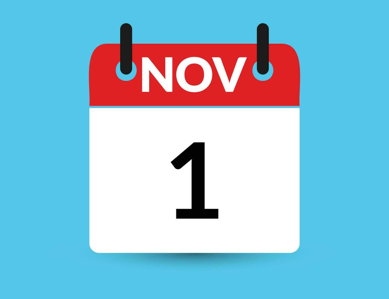 November 1. Flat icon calendar isolated on blue background. Date and month vector illustration