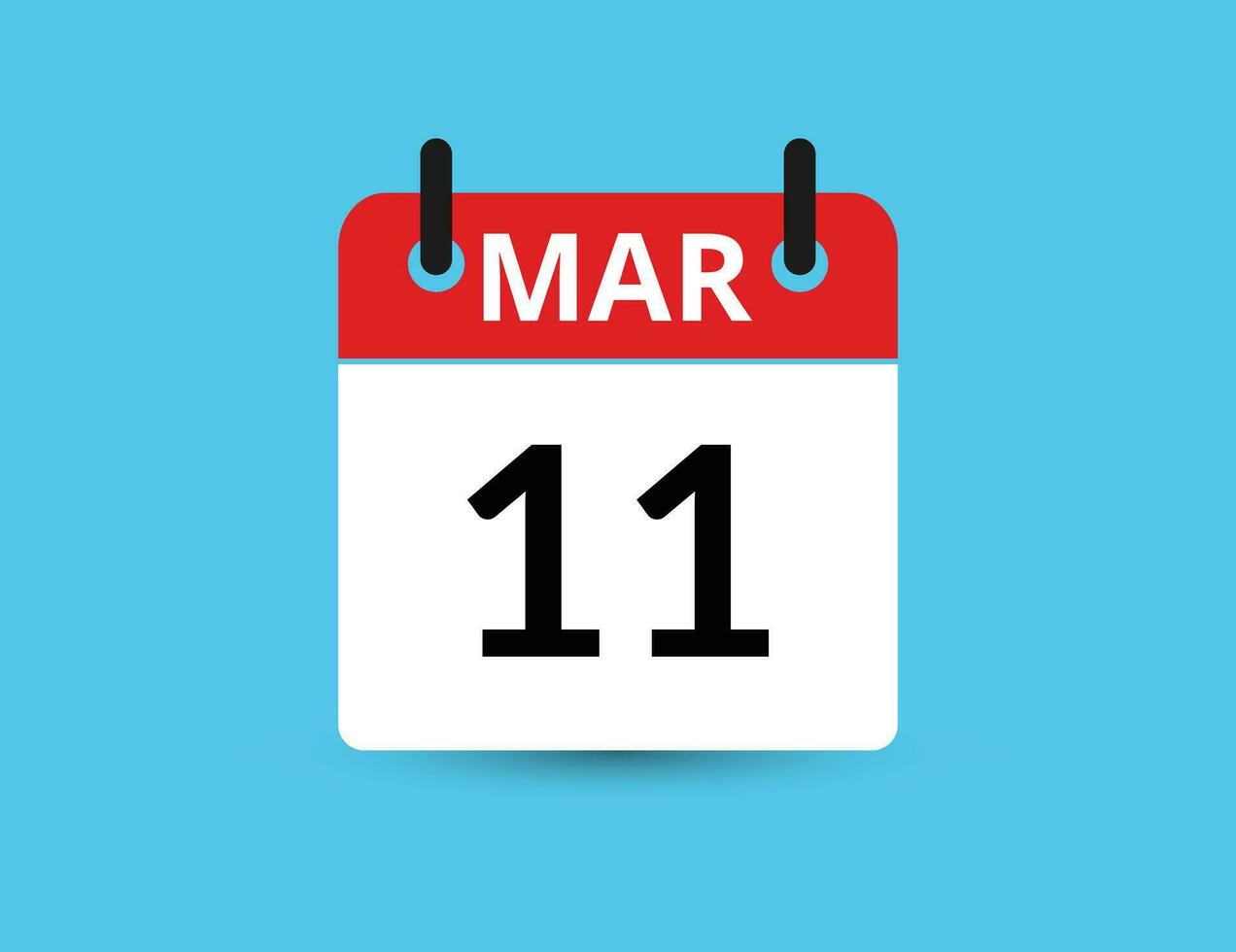 March 11. Flat icon calendar isolated on blue background. Date and month vector illustration