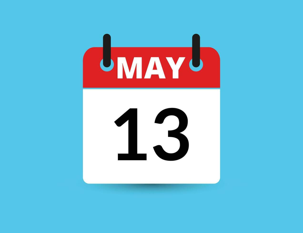 May 13. Flat icon calendar isolated on blue background. Date and month vector illustration