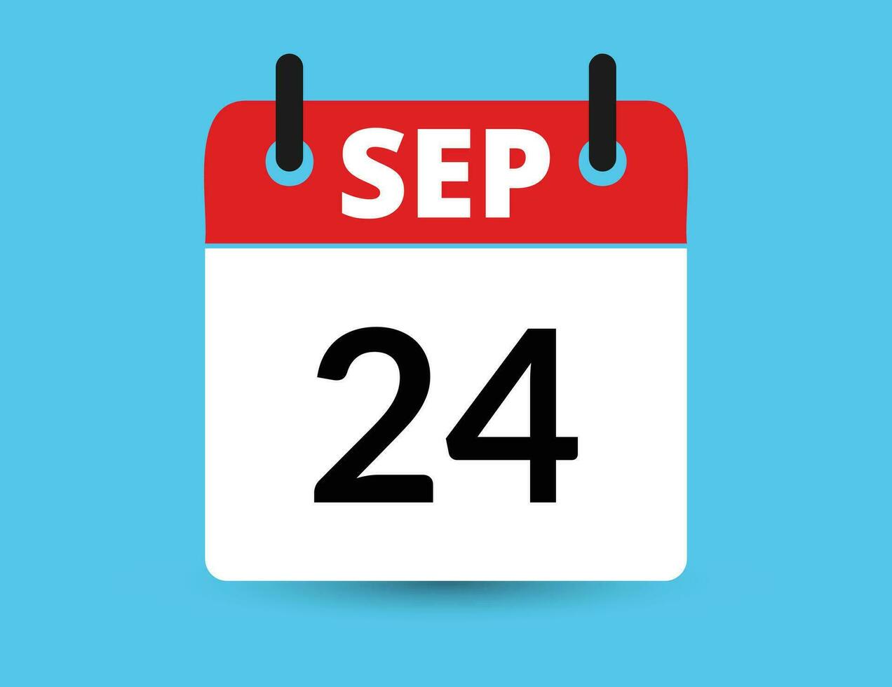 September 24. Flat icon calendar isolated on blue background. Date and month vector illustration