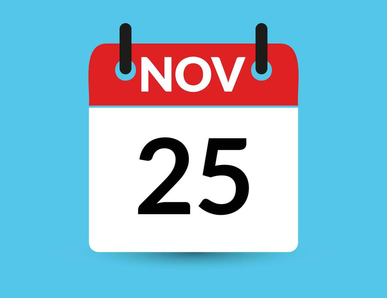 November 25. Flat icon calendar isolated on blue background. Date and month vector illustration