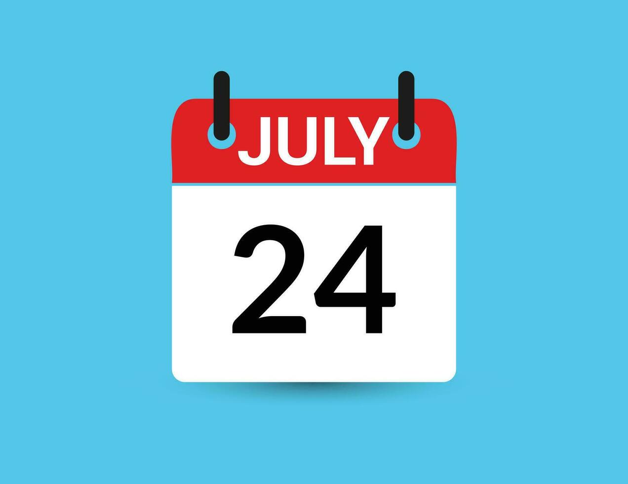 julio 24 plano icono calendario aislado en azul antecedentes. fecha y mes vector ilustración