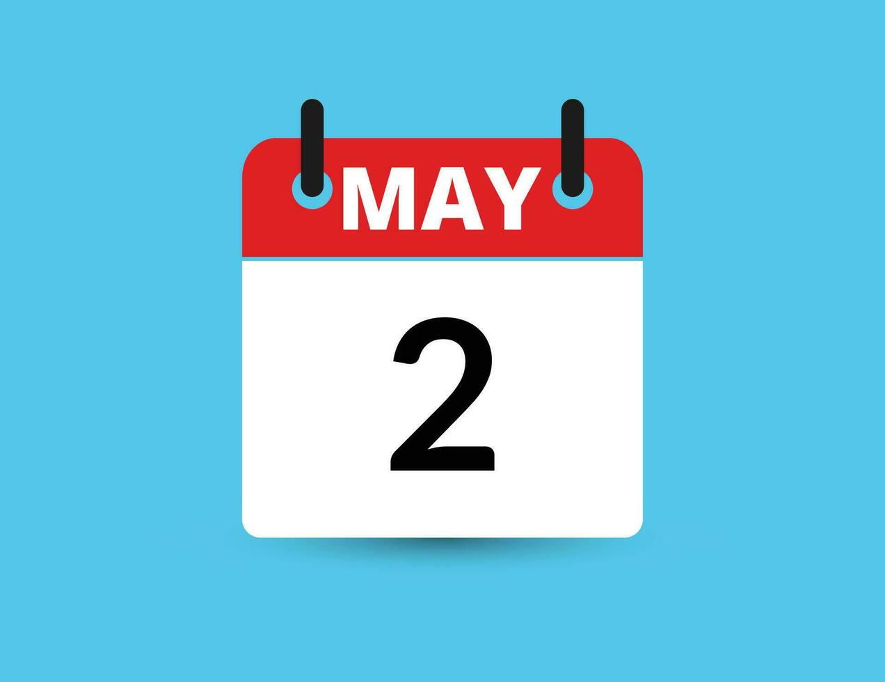 May 2. Flat icon calendar isolated on blue background. Date and month vector illustration