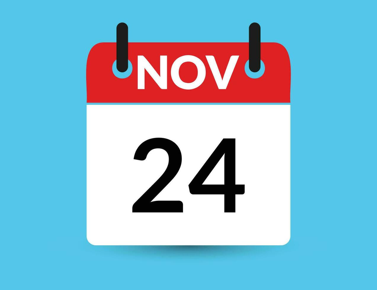 November 24. Flat icon calendar isolated on blue background. Date and month vector illustration