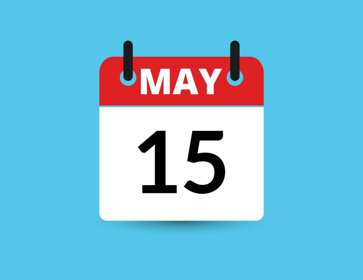 May 15. Flat icon calendar isolated on blue background. Date and month vector illustration