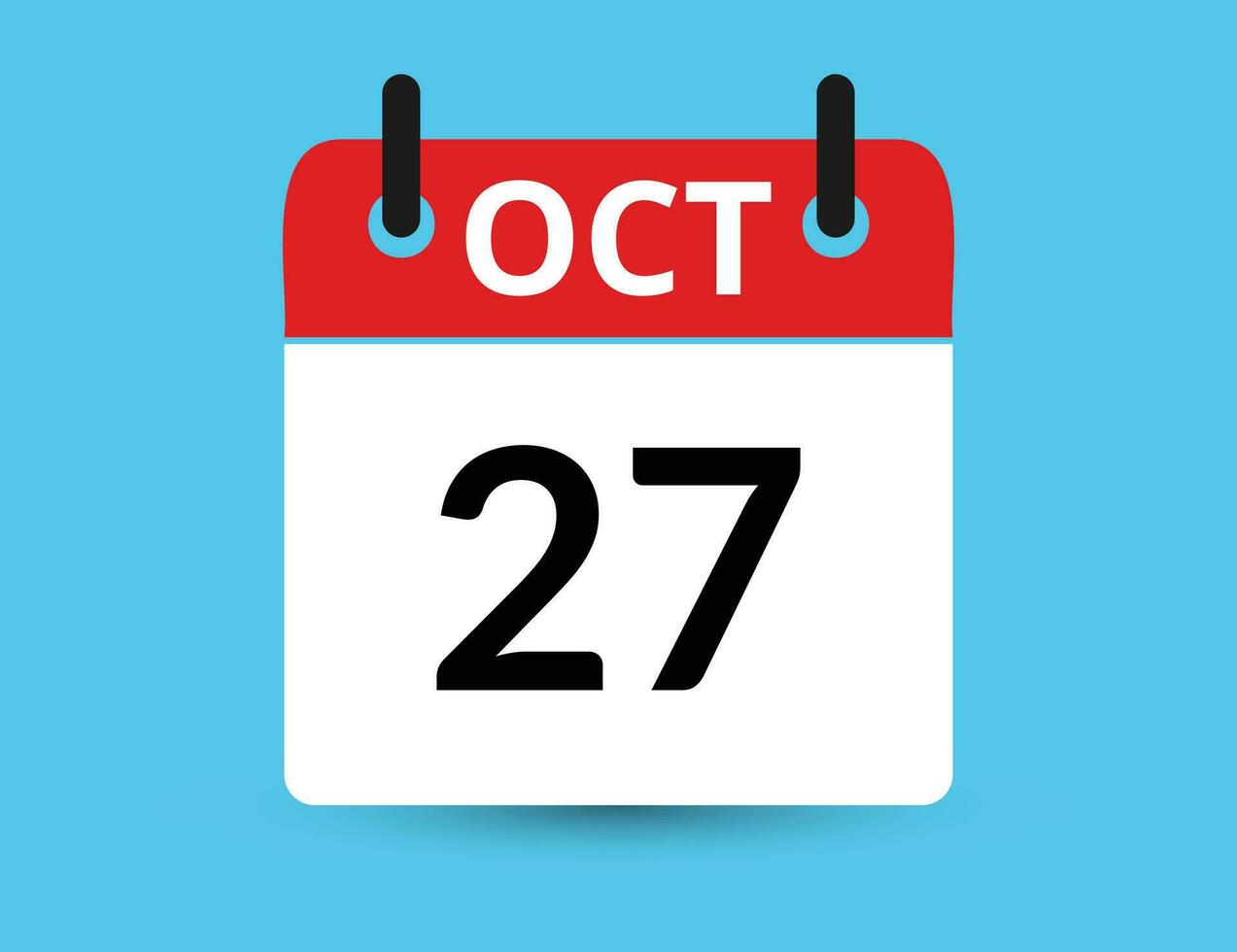 octubre 27 plano icono calendario aislado en azul antecedentes. fecha y mes vector ilustración