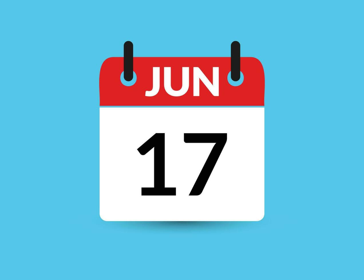 June 17. Flat icon calendar isolated on blue background. Date and month vector illustration