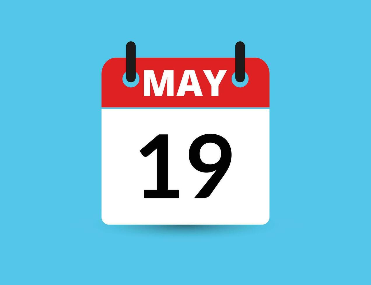 May 19. Flat icon calendar isolated on blue background. Date and month vector illustration