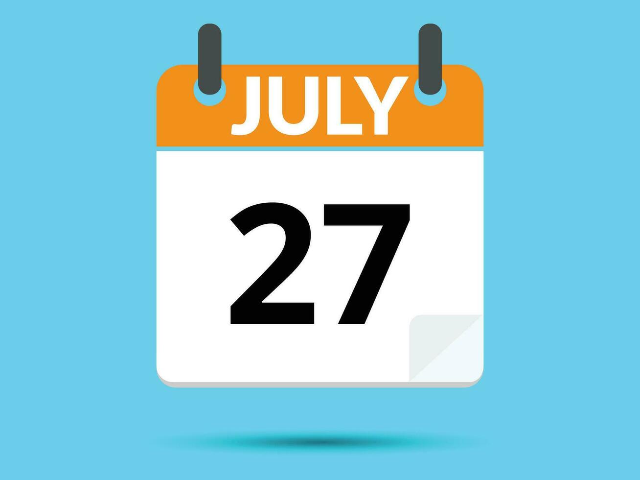 27 julio. plano icono calendario aislado en azul antecedentes. vector ilustración.