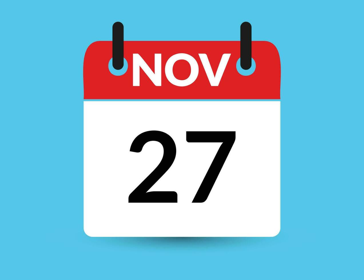 November 27. Flat icon calendar isolated on blue background. Date and month vector illustration