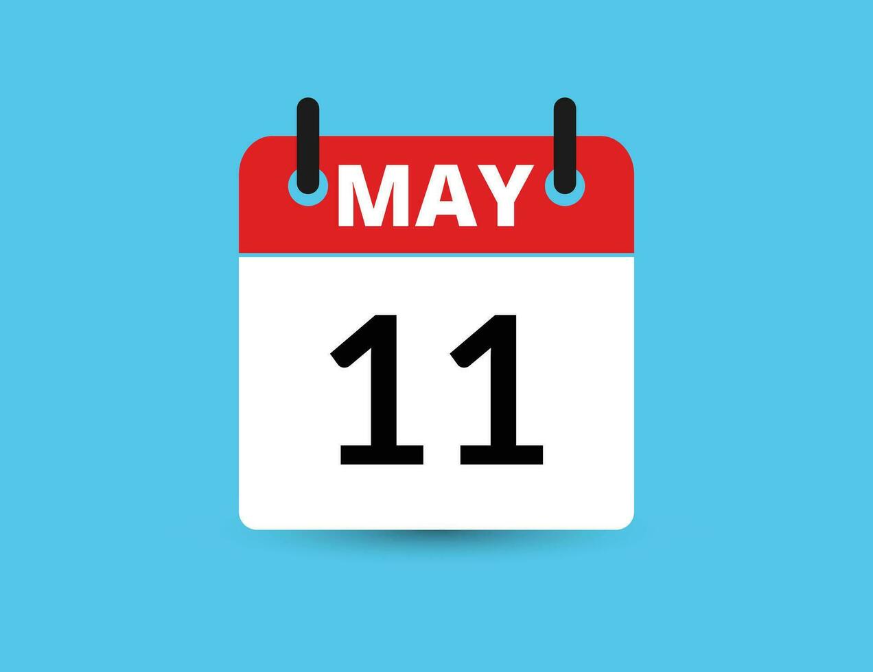 May 11. Flat icon calendar isolated on blue background. Date and month vector illustration