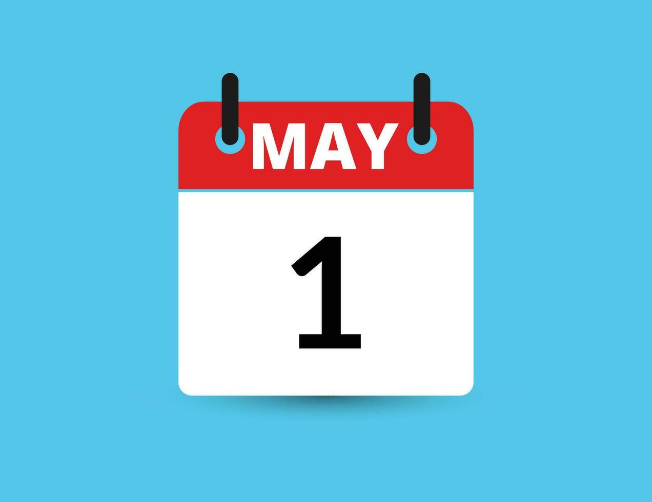 May 1. Flat icon calendar isolated on blue background. Date and month vector illustration