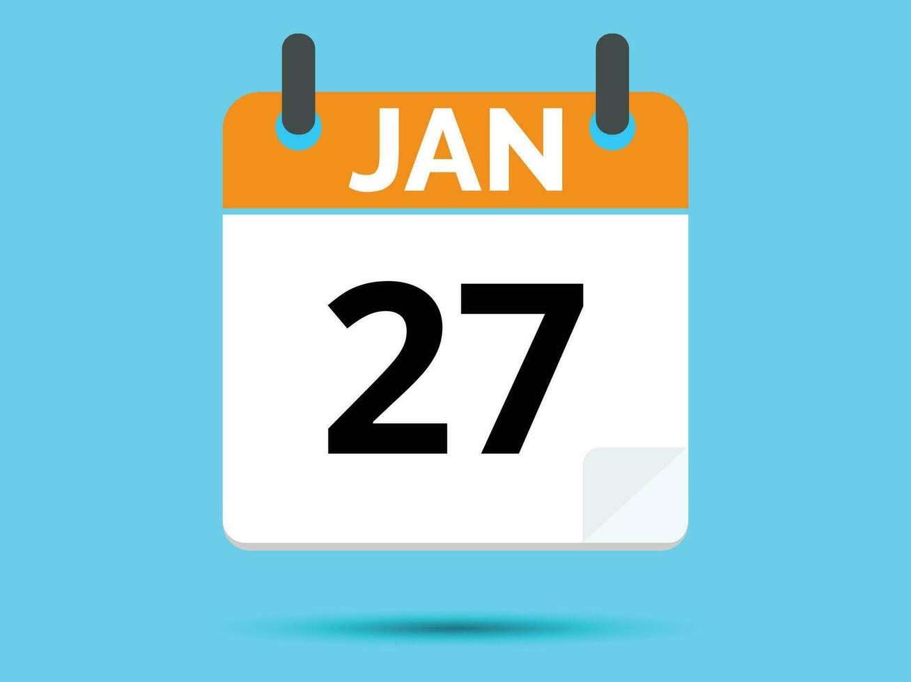 27 January. Flat icon calendar isolated on blue background. Vector illustration.