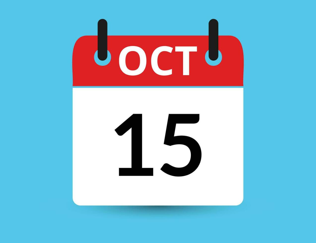 October 15. Flat icon calendar isolated on blue background. Date and month vector illustration