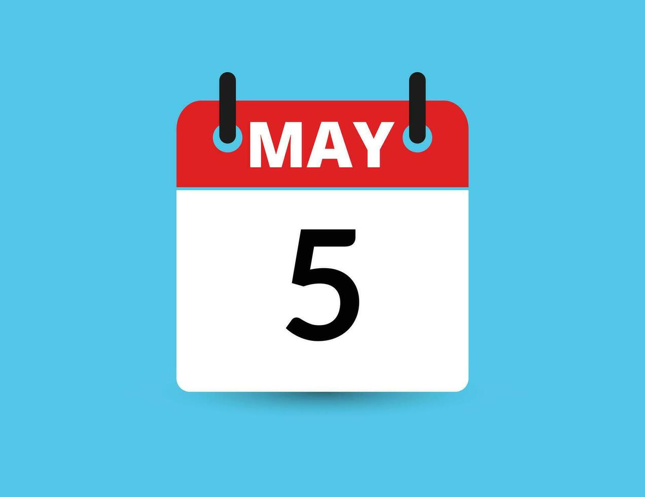 May 5. Flat icon calendar isolated on blue background. Date and month vector illustration