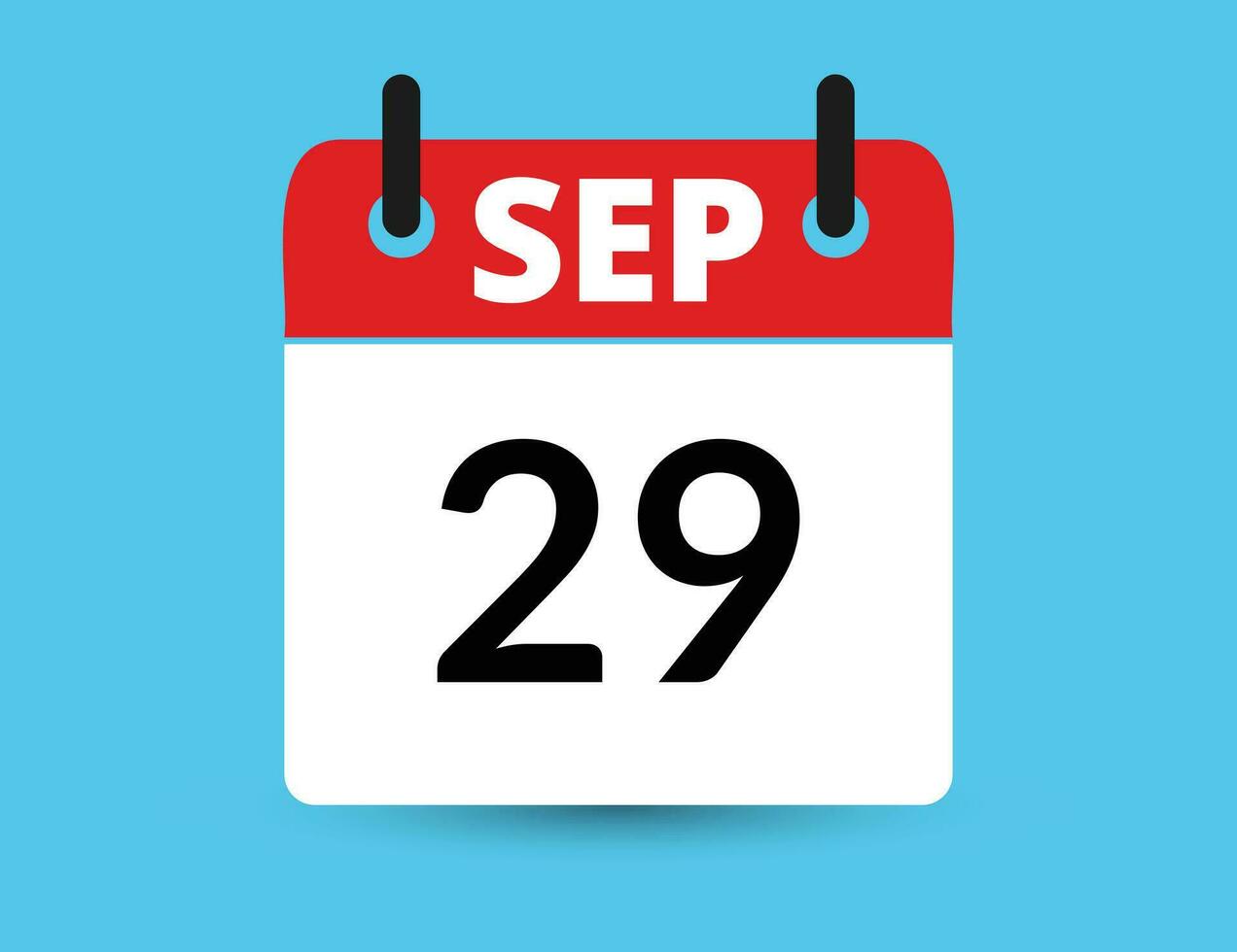 septiembre 29 plano icono calendario aislado en azul antecedentes. fecha y mes vector ilustración