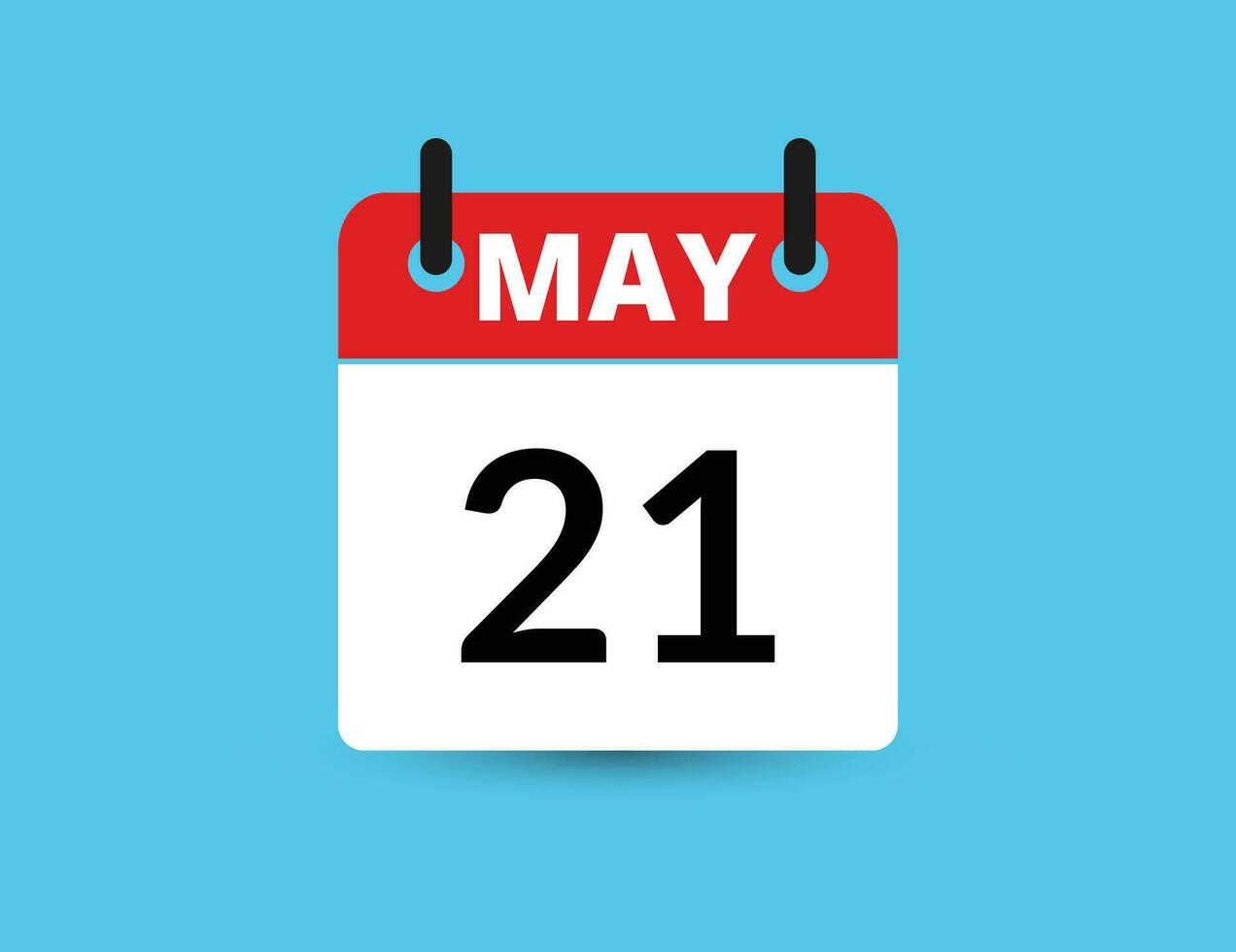 May 21. Flat icon calendar isolated on blue background. Date and month vector illustration