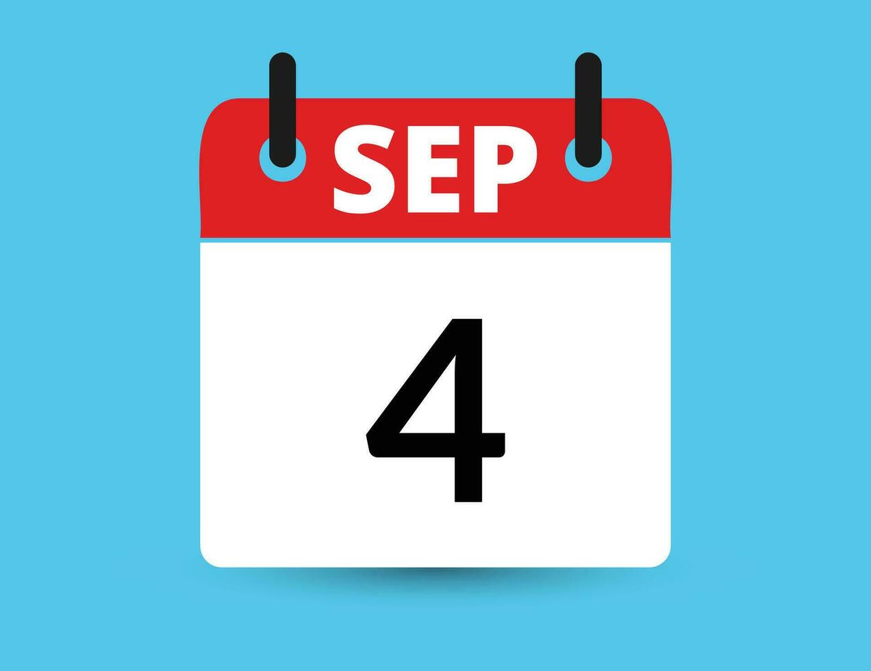 September 4. Flat icon calendar isolated on blue background. Date and month vector illustration