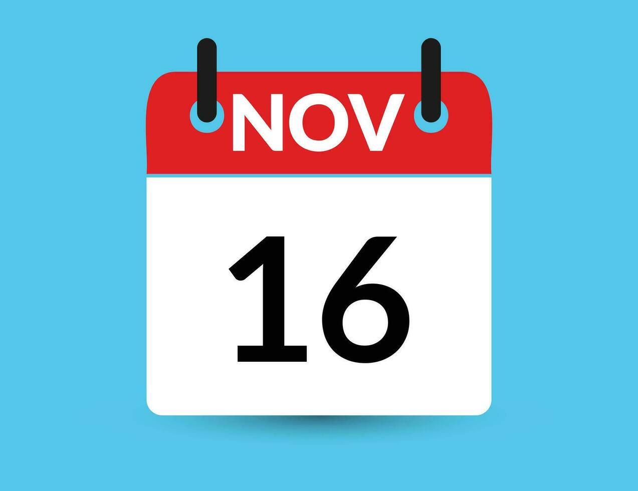 November 16. Flat icon calendar isolated on blue background. Date and month vector illustration