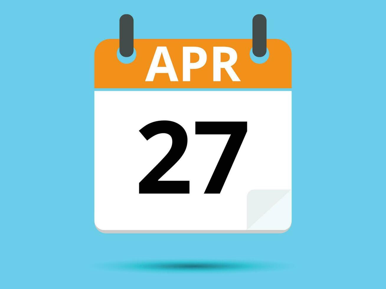 27 April. Flat icon calendar isolated on blue background. Vector illustration.