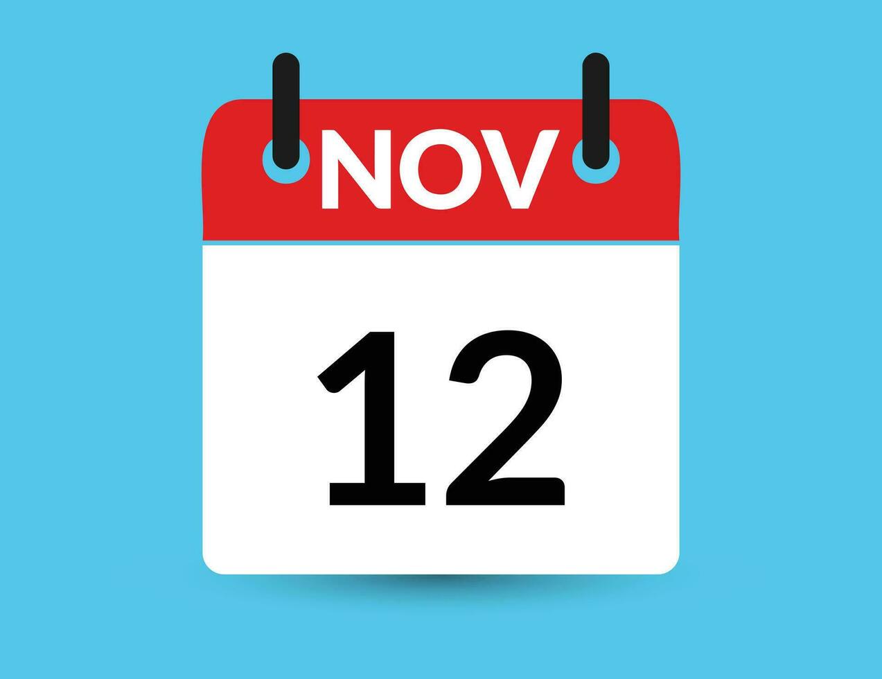 November 12. Flat icon calendar isolated on blue background. Date and month vector illustration