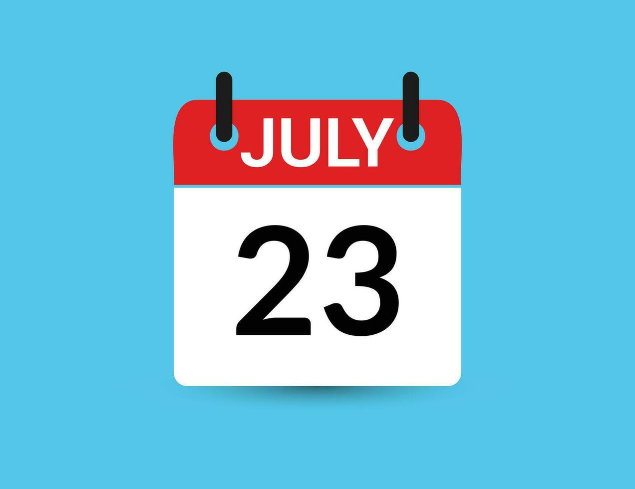 July 23. Flat icon calendar isolated on blue background. Date and month vector illustration