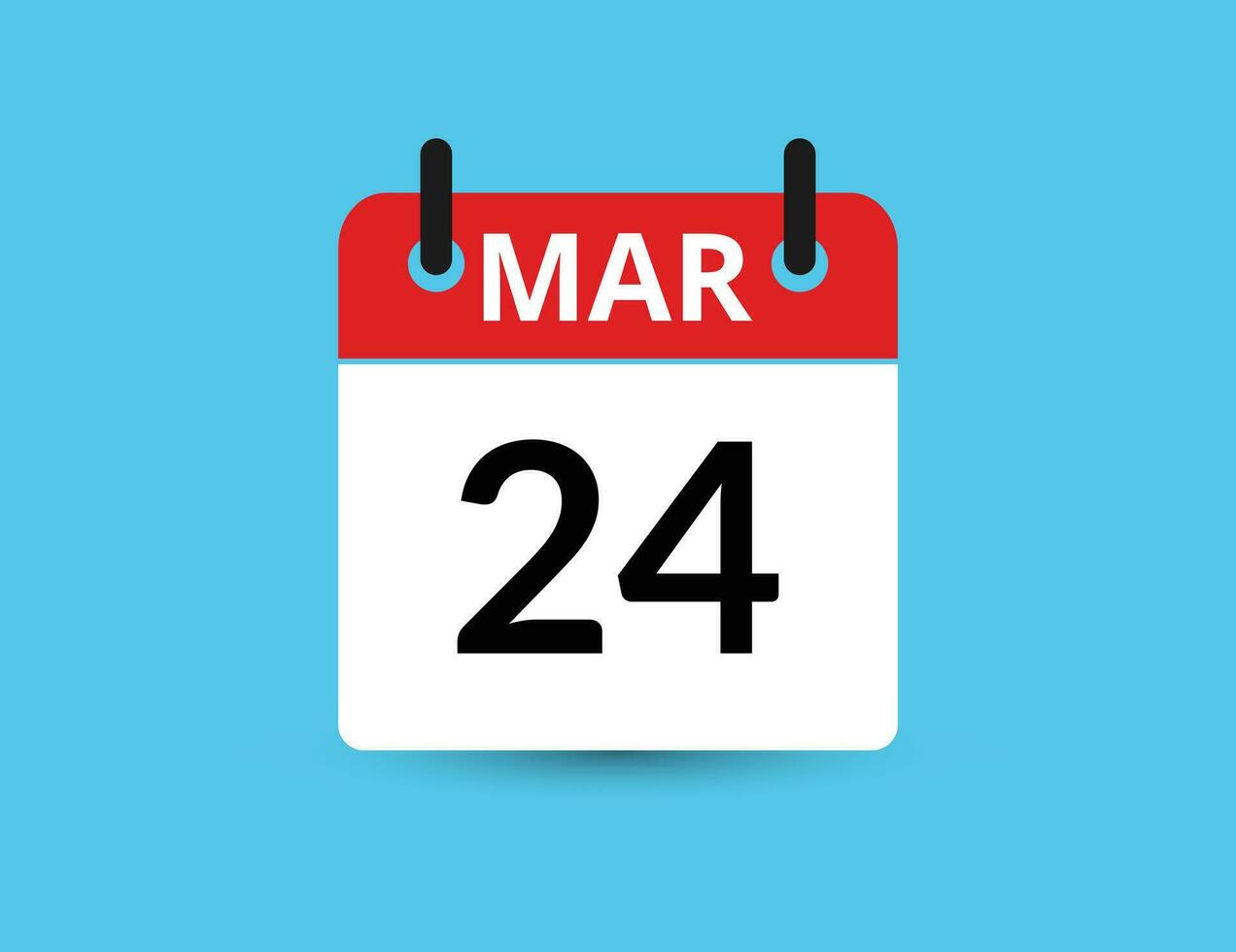 marzo 24 plano icono calendario aislado en azul antecedentes. fecha y mes vector ilustración