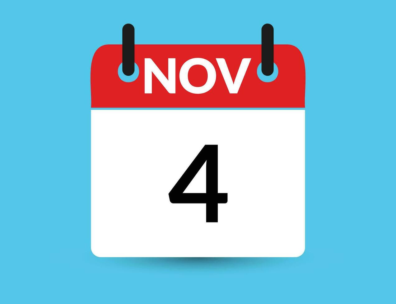 November 4. Flat icon calendar isolated on blue background. Date and month vector illustration