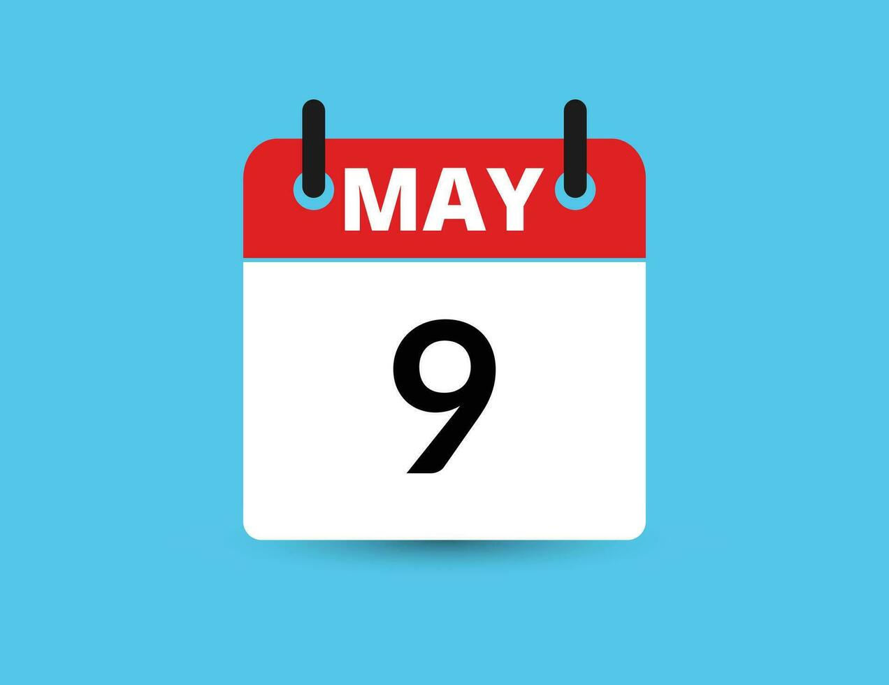May 9. Flat icon calendar isolated on blue background. Date and month vector illustration
