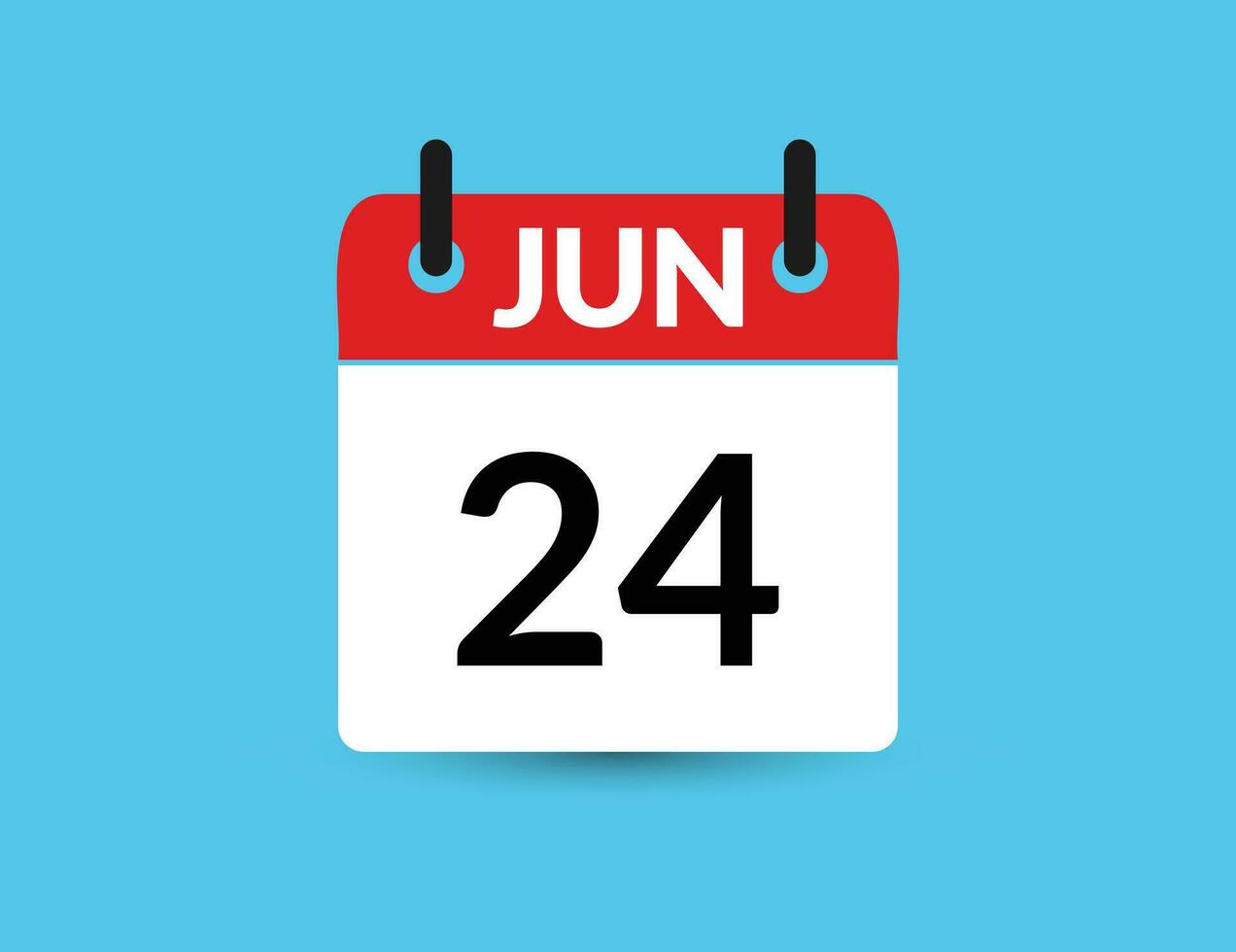 junio 24 plano icono calendario aislado en azul antecedentes. fecha y mes vector ilustración